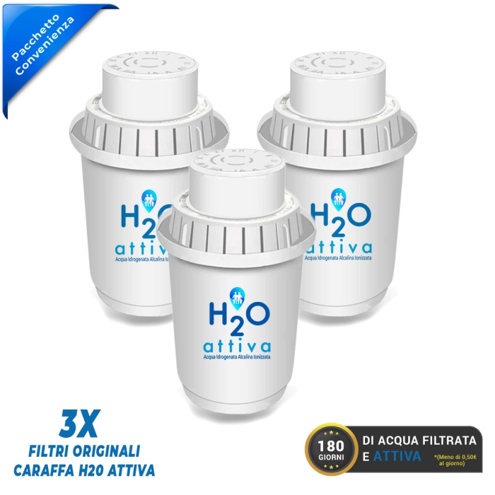 3X Filtri Originali a 7 Fasi per Caraffa H20 Attiva