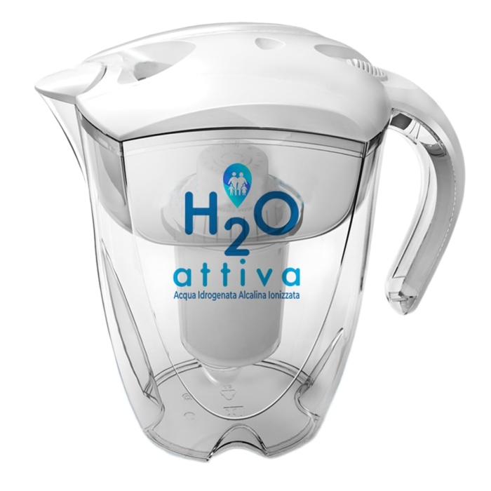 H2O Attiva Caraffa Filtrante - Acqua Idrogenata, Alcalina, Ionizzata e Micro-strutturata - 1 Filtro Incluso - Capacità 3,5 Litri
