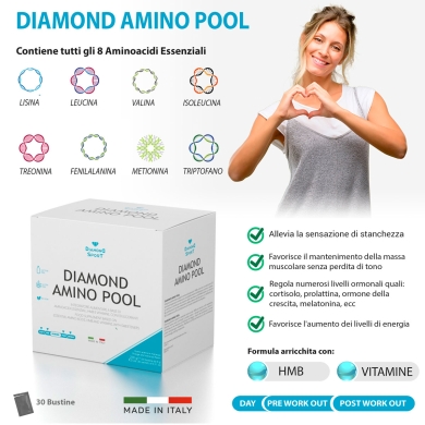 Diamond Amino Pool: a base di Aminoacidi Essenziali, HMB e Vitamine - 30 Bustine