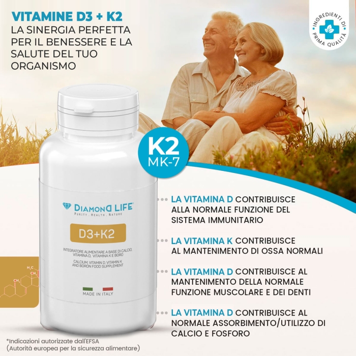 Vitamine D3+K2: integratore naturale rafforzante osseo